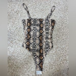 Size Small Amazon Snake Print Thong Bodysuit
